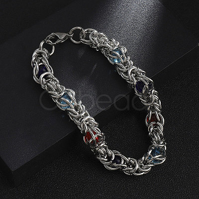 Non-Tarnish 201 Stainless Steel Rope Chain Bracelets BJEW-R313-08C-P-1