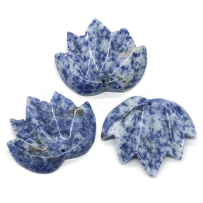 Natural Blue Spot Jasper Autumn Maple Leaf Pendants PW-WG36930-05-1