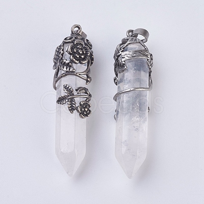 Natural Quartz Crystal Pointed Pendants G-F529-B10-1