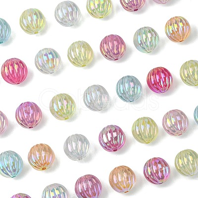 50Pcs UV Plating Rainbow Iridescent Acrylic Beads PACR-CJ0001-28-1