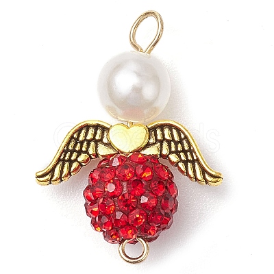 3Pcs 3 Colors Acrylic Pearl & Polymer Clay Rhinestone Angel Connector Charms PALLOY-JF02903-1