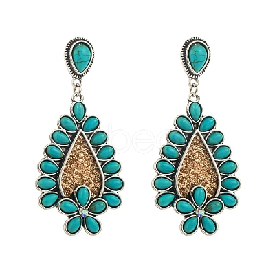 Synthetic Turquoise Stud Earrings PW-WG6A2DF-02-1