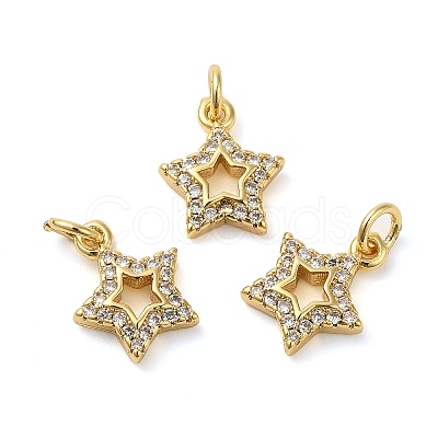 Brass Micro Pave Cubic Zirconia Pendants KK-E048-12G-1