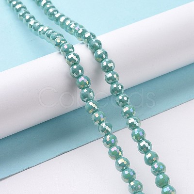 Electroplate Opaque Solid Color Glass Beads Strands GLAA-E036-10-M-1