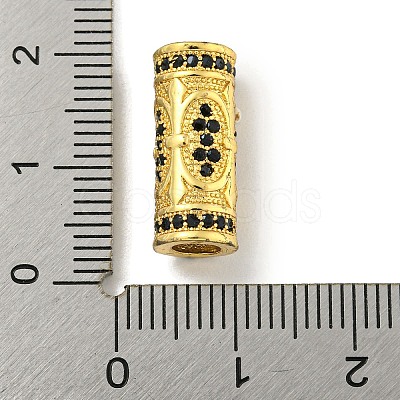 Brass Micro Pave Black Cubic Zirconia Beads KK-G493-35G-1