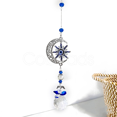 Alloy & Glass Blue Evil Eye Pendant Decorations PW-WG80323-02-1