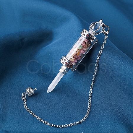 Natural Tourmaline Chips Wishing Bottle Dowsing Pendulum Big Pendants PW-WG6F05D-02-1