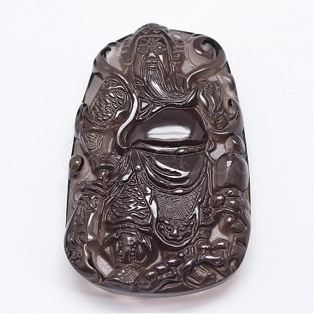 Natural Ice Crystal Obsidian Carven Pendants G-A169-008-1