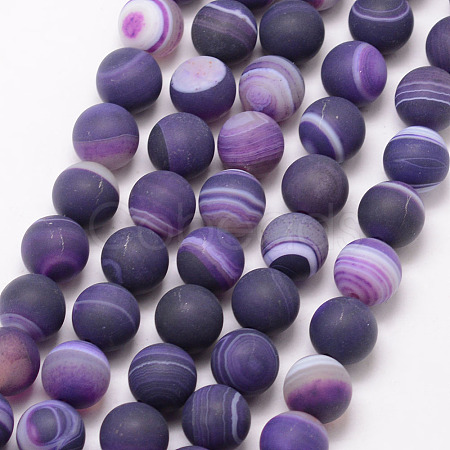 Natural Striped Agate/Banded Agate Bead Strands X-G-K166-12-6mm-02-1