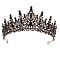 Alloy Rhinestone Crown Hair Bands for Girls Women Party Decoration, Jet, 70x150mm