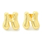 Rack Plating Brass Earrings, Cadmium Free & Lead Free, Long-Lasting Plated, Stud Earrings, Alphabet, Real 18K Gold Plated, Letter N, 14x13mm