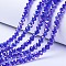 Electroplate Glass Beads Strands, AB Color Plated, Faceted, Rondelle, Blue, 3.5~3.8x3mm, Hole: 0.4mm, about 113~115pcs/strand, 12.80~12.99 inch(32.5~33cm)