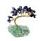 Natural Lapis Lazuli Chips Tree Decorations, Natural Fluorite Nuggets Base Copper Wire Feng Shui Energy Stone Gift for Home Desktop Decoration, 60~80mm