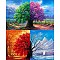 Tree Pattern DIY Diamond Painting Kit, Including Resin Rhinestones Bag, Diamond Sticky Pen, Tray Plate and Glue Clay, Colorful, 400x300mm