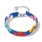 Glass Seed Beads Flower Beaded Bracelets, with Alloy Clasps, Colorful, 6-1/8 inch(15.5cm)