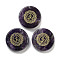 Natural Amethyst Flat Round with Chakra Sign Figurines Display Decorations, for Home Office Desktop Ornaments, 40x11mm