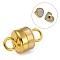 Column Brass Magnetic Clasps with Loops, Lead Free & Nickel Free & Cadmium Free, Golden, 11x6mm, Hole: 2mm