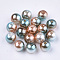 Rainbow ABS Plastic Imitation Pearl Beads, Gradient Mermaid Pearl Beads, Round, Camel, 3x2.5mm, Hole: 1mm, about 50000pcs/500g