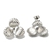 304 Stainless Steel Flower Stud Earrings for Women, Stainless Steel Color, 23x24.5mm