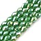 Opaque Solid Color Electroplate Glass Beads Strands, AB Color Plated, Faceted, Teardrop, Dark Green, 6x4mm, Hole: 0.9mm, about 65~67pcs/strand, 15.35~16.14 inch(39~41cm)