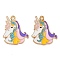 Rack Plating Alloy Enamel Pendants, Golden, Unicorn Charm, Colorful, 26x21x1.5mm, Hole: 2mm