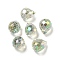 Electroplate Glass Beads, Faceted, Half Rainbow Plated, Teardrop, Lime Green, 9.5x8mm, Hole: 1.2mm