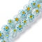 Handmade Millefiori Lampwork Beads Strands, Round, Light Cyan, 8mm, Hole: 0.7mm, about 48pcs/strand, 14.37''(36.5cm)