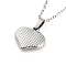 Non-Tarnish Heart with Tartan 304 Stainless Steel Pendant Necklaces, Cable Chain Necklaces for Women, Stainless Steel Color, 15.75 inch(40cm), pendant: 15.5x15.5mm