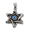 304 Stainless Steel Pendants, with Resin Evil Eye, Antique Silver, Star of David, 47.5x36.5x6.5mm, Hole: 10x6.5mm