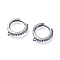 Brass Micro Pave Cubic Zirconia Huggie Hoop Earring Findings, with Horizontal Loops, Ring, Clear, Gunmetal, 15.5x14.5x2mm, Hole: 1mm, pin: 0.9mm