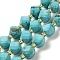 Dyed Natural Howlite Beads Strands, with Seed Beads, Faceted Twist, Dark Turquoise, 8x8.5x7mm, Hole: 1mm, about 39pcs/strand, 15.51 inch(39.4cm)