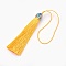 Polyester Tassel Pendant Decorations, with Cloisonne Findings, Gold, 180~185mm