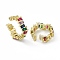 Colorful Cubic Zirconia Open Cuff Rings, Cadmium Free & Lead Free, Real 18K Gold Plated, Inner Diameter: 16.5mm