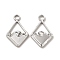 Non-Tarnish 304 Stainless Steel Pendants, Rhombus with Ocean Charms, Stainless Steel Color, 21.5x13.5x1.5mm, Hole: 3mm