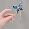 Alloy Enamel Hair Sticks, Butterfly, Blue, 185x59mm