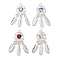 Rack Plating Alloy Rhinestone Pendants, Lead Free & Cadmium Free & Nickel Free, Woven Net/Web with Feather, Heart, Mixed Color, Silver, 34x13x4mm, Hole: 2mm