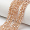 Electroplate Glass Beads Strands, Half Plated, Rainbow Plated, Faceted, Rondelle, Sandy Brown, 3.5x3mm, Hole: 0.4mm, about 123~127pcs/strand, 13.7~14.1 inch(35~36cm)