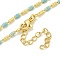 Brass Enamel Column Link Chain Necklaces, Real 18K Gold Plated, Lead Free & Cadmium Free & Nickel Free, Long-Lasting Plated, Pale Turquoise, 17.60 inch(44.7cm)