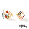 Summer Countryside Style Copper Zirconia Stud Earrings for Women, Flower, Golden, 13x5mm