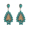 Synthetic Turquoise Stud Earrings, Teardrop Dangle Earrings for Women, Peru, 68x32mm