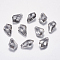 Faceted Glass Rhinestone Charms, Imitation Austrian Crystal, Leaf, Black Diamond, 10x15x5mm, Hole: 1mm