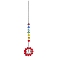 Glass Colorful Beads & Flower Hanging Ornaments, Window Rainbow Maker Hanging Suncatcher for Home Garden Porch Decoration, Red, 430mm