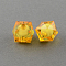 Transparent Acrylic Beads, Bead in Bead, Faceted Cube, Goldenrod, 10x9x9mm, Hole: 2mm, about 1050pcs/500g