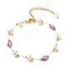 Natural Gemstone & Pearl Beaded Bracelet BJEW-JB08293-3