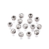 Rhodium Plated 925 Sterling Silver Corrugated Beads STER-T007-96P-1