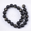 Natural Golden Sheen Obsidian Beads Strands G-S333-8mm-025-2