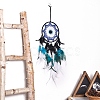 Evil Eye Cotton Woven Net/Web with Feather Hanging Decorations PW-WGF8508-01-3