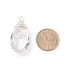 Wire Wrapped Transparent Glass Pendants PALLOY-JF01828-2