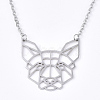 Non-Tarnish 201 Stainless Steel Puppy Pendant Necklaces NJEW-T009-JN046-1-40-1