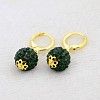 Dangling Round Ball Resin Rhinestone Earrings EJEW-J080-08G-1